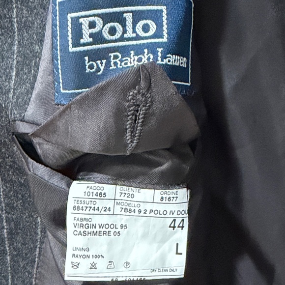 Polo Ralph LaurenCharcoal Pinstripe Double-Breasted jacket wool and cashmere - Picture 9 of 12